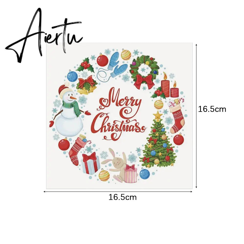 Merry Christmas Disposable Tableware Xmas Butterfly Lattice Disposable Paper Cup Plates Banner for Christmas Party Decoration Aiertu