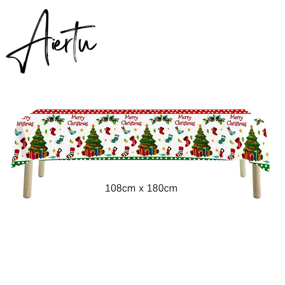 Merry Christmas Disposable Tableware Xmas Butterfly Lattice Disposable Paper Cup Plates Banner for Christmas Party Decoration Aiertu