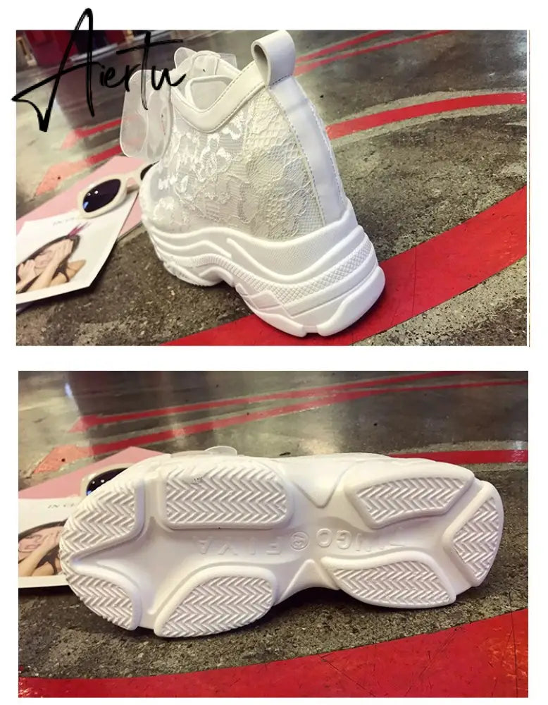 NEW Classic Women Mesh Platform Sneakers Trainers White Shoes High Heels Wedges Outdoor Shoes Breathable Casual Shoes Woman Aiertu