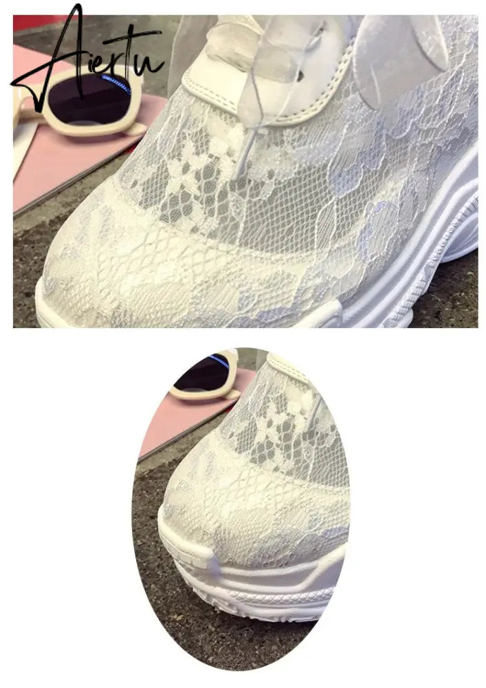 NEW Classic Women Mesh Platform Sneakers Trainers White Shoes High Heels Wedges Outdoor Shoes Breathable Casual Shoes Woman Aiertu