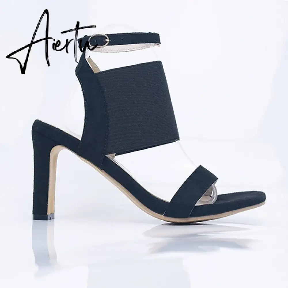 New Fashion Women Summer High-Heeled Sandals Solid Color Casual High Heels Shoes Female Buckle Strap Open Toe Sexy Women Pumps Aiertu