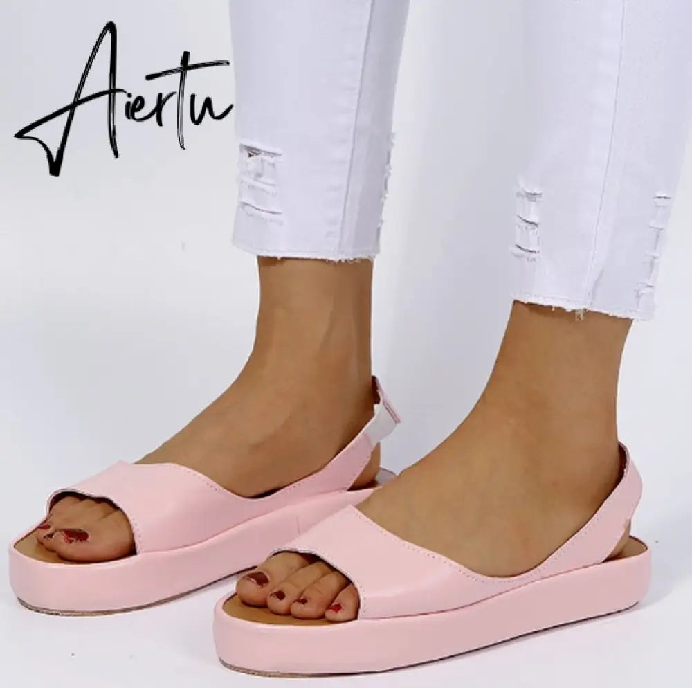 New Flat Sandals Slippers Women's Casual Outdoor Slippers Fashion Beach Shoes Thick Sole Sandals Summer Slippers open toe shoes Aiertu