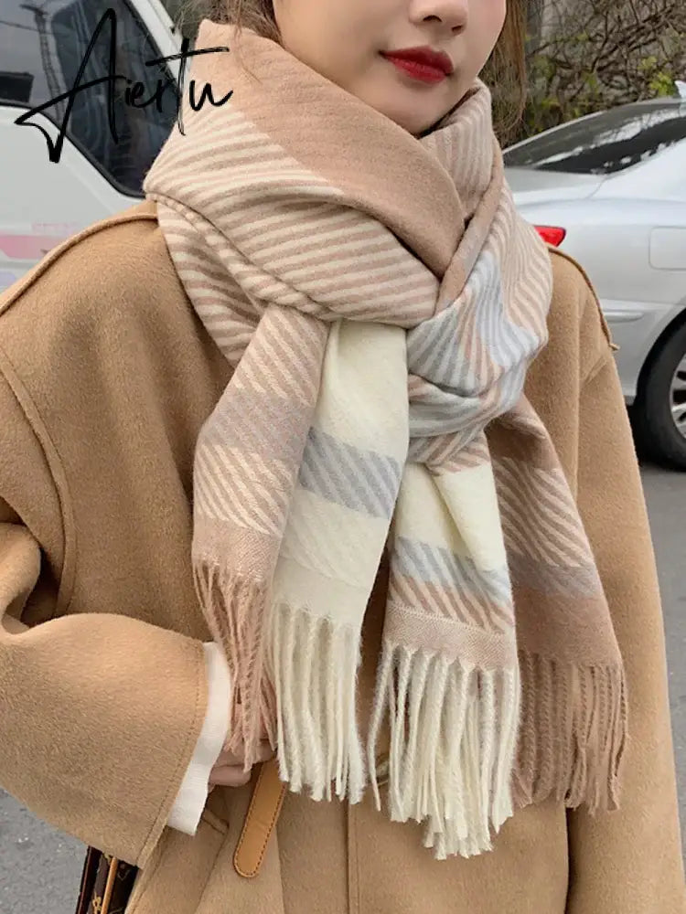 New Free Shipping Scarf Headscarf Winter Women Ladies Men Preppy Striped Warm Scarves Soft Pashmina Mujer Female Male Wrap Shawl Aiertu