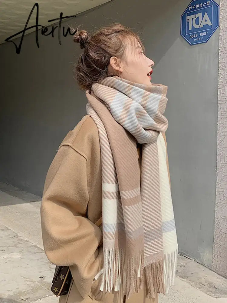 New Free Shipping Scarf Headscarf Winter Women Ladies Men Preppy Striped Warm Scarves Soft Pashmina Mujer Female Male Wrap Shawl Aiertu