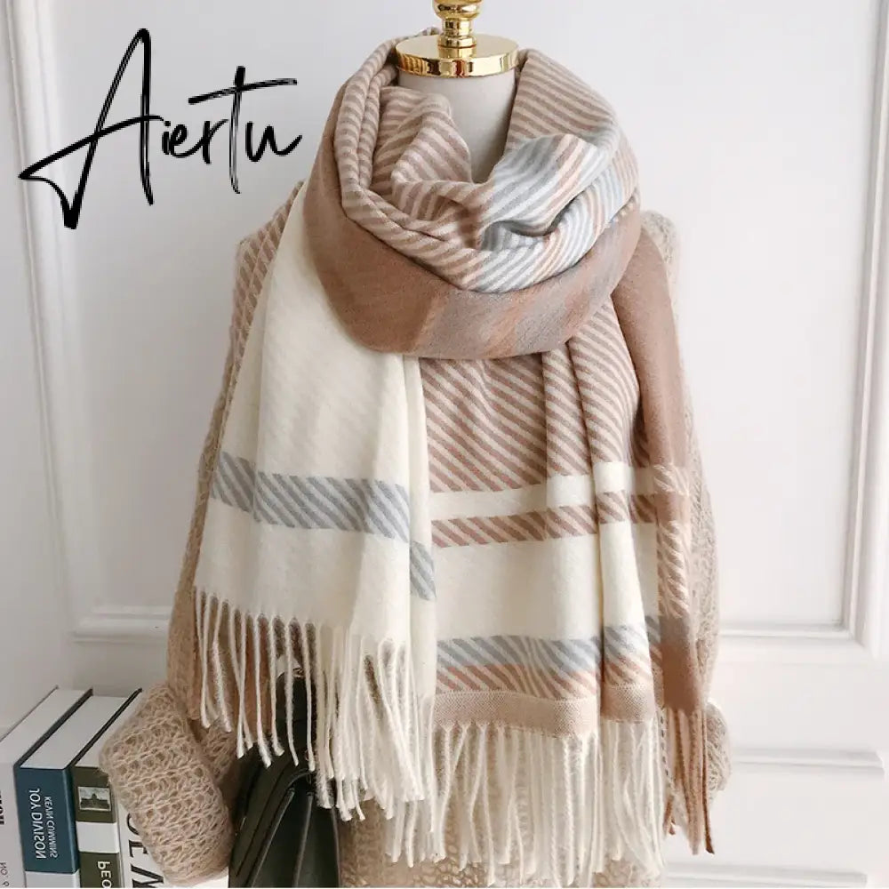 New Free Shipping Scarf Headscarf Winter Women Ladies Men Preppy Striped Warm Scarves Soft Pashmina Mujer Female Male Wrap Shawl Aiertu