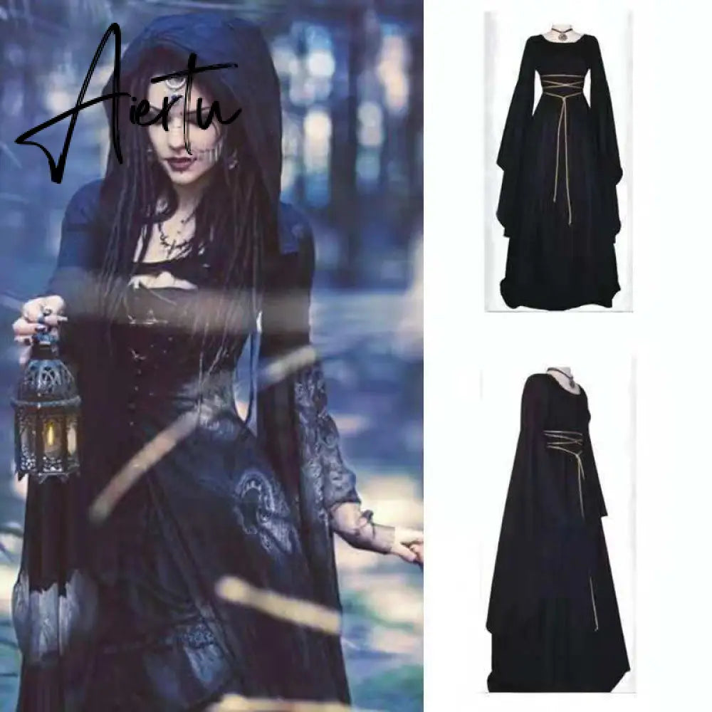 New Medieval Witch Dress for Women Halloween Carnival Party Cosplay Performance Clothing Middle Ages Vampire Bride Costumes Aiertu