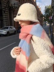 New Plush Scarf Women's Autumn and Winter Imitation Cashmere Long Scarf for Warm and Thickened Mohair Scarf Tourism Shawl Aiertu