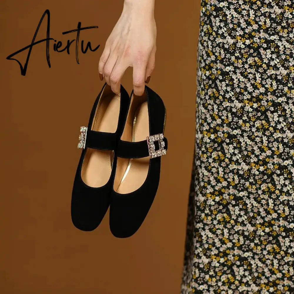 Aiertu New Popular Plaid Comfortable Mary Janes Shoes Fashion Square Toe Buckle Strap Ladies Shoes Spring/Autumn Pumps Women Shoes Aiertu