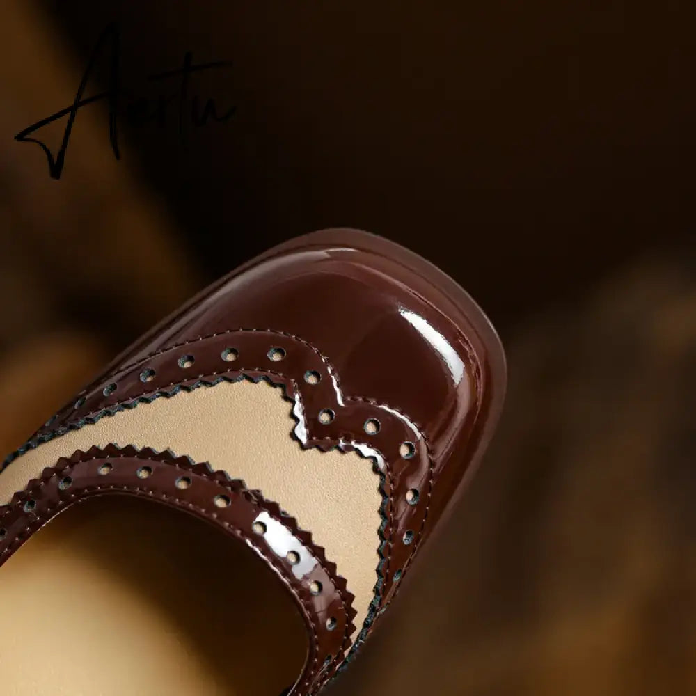 NEW Spring/Autumn Shoes Women Square Toe Chunky Heel Mary Janes Mixed Color Women Pumps Patent Leather Shoes Classics High Heels Aiertu