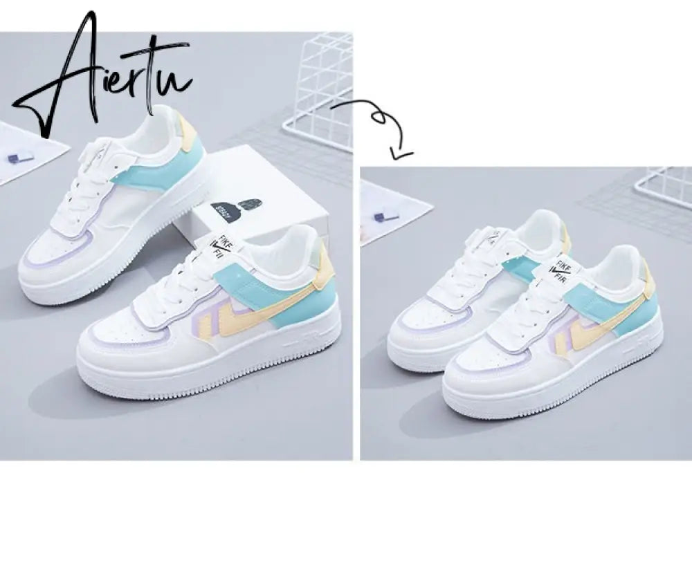 New Spring Women Sneakers White Tennis Women Shoes Canvas Slip on Female Row Shoes Platform Flats Casual Ladies Vulcanize Shoes Aiertu