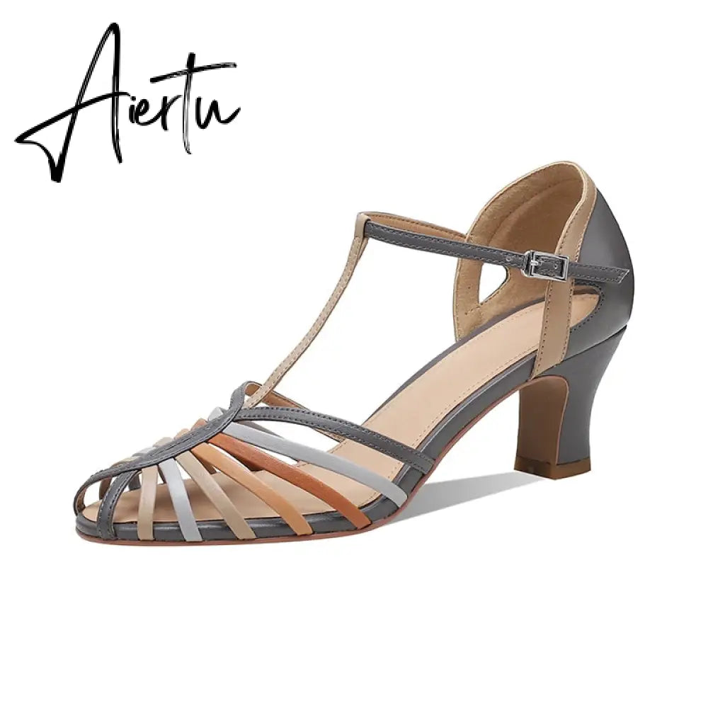 New Summer Women Sandals Party Prom Wedding Pumps Genuine Leather Thin Strap High Heels Fashion Sexy Concise Shoes Woman Aiertu