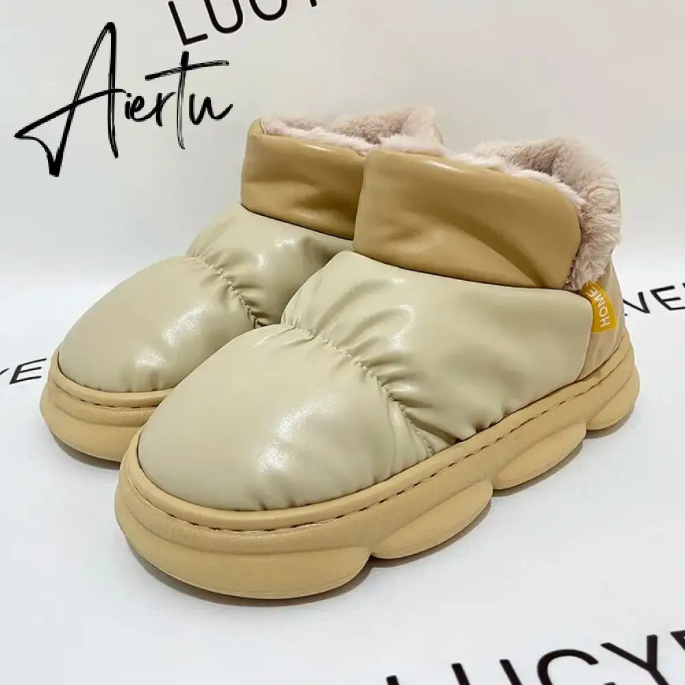 New Waterproof Snow Boots for Women Super Warm Plush Platform Ankle Boots Woman Winter Pu Leather Cotton Padded Shoes Mujer Aiertu
