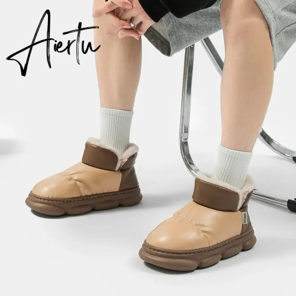 New Waterproof Snow Boots for Women Super Warm Plush Platform Ankle Boots Woman Winter Pu Leather Cotton Padded Shoes Mujer Aiertu
