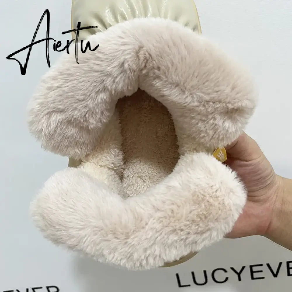 New Waterproof Snow Boots for Women Super Warm Plush Platform Ankle Boots Woman Winter Pu Leather Cotton Padded Shoes Mujer Aiertu