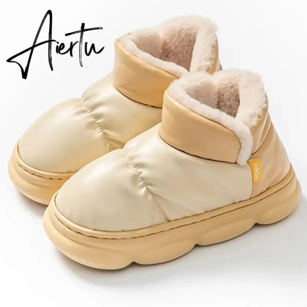 New Waterproof Snow Boots for Women Super Warm Plush Platform Ankle Boots Woman Winter Pu Leather Cotton Padded Shoes Mujer Aiertu