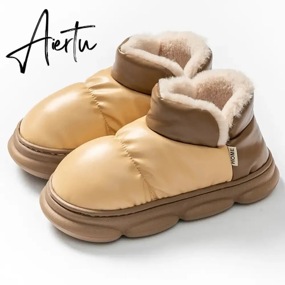 New Waterproof Snow Boots for Women Super Warm Plush Platform Ankle Boots Woman Winter Pu Leather Cotton Padded Shoes Mujer Aiertu