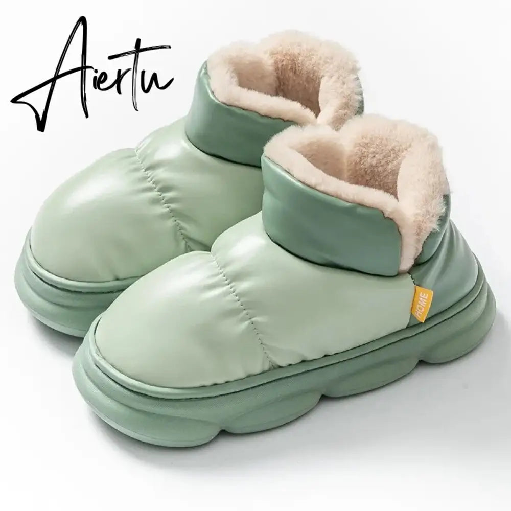 New Waterproof Snow Boots for Women Super Warm Plush Platform Ankle Boots Woman Winter Pu Leather Cotton Padded Shoes Mujer Aiertu
