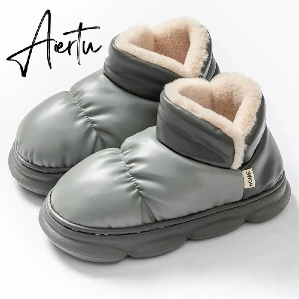 New Waterproof Snow Boots for Women Super Warm Plush Platform Ankle Boots Woman Winter Pu Leather Cotton Padded Shoes Mujer Aiertu