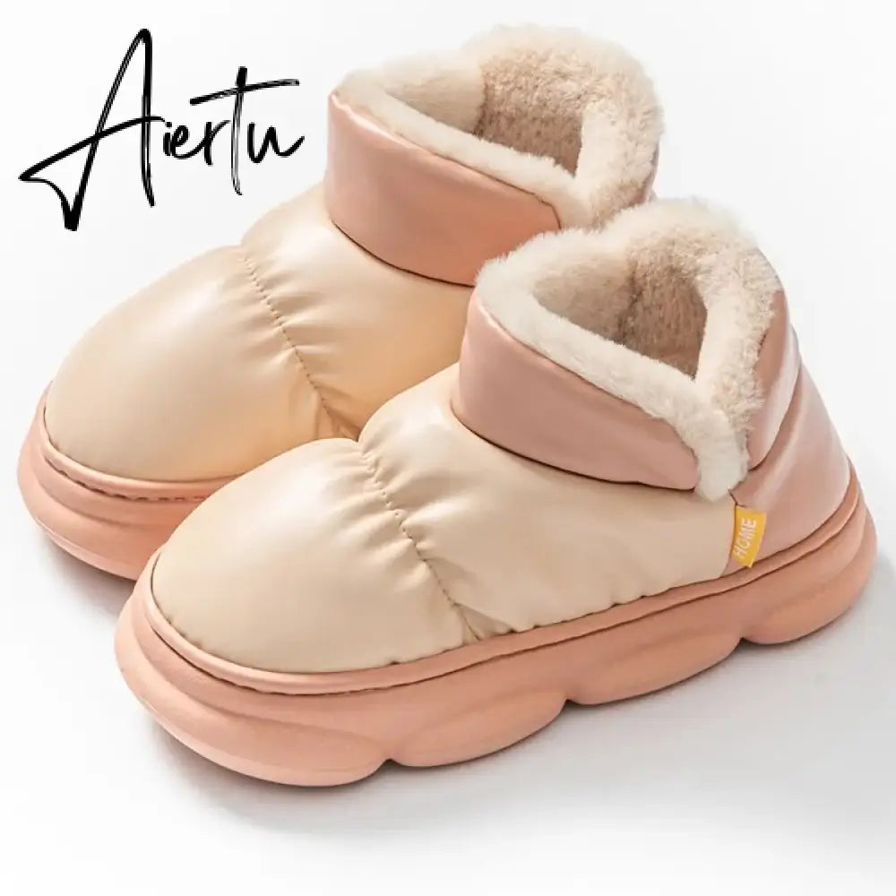 New Waterproof Snow Boots for Women Super Warm Plush Platform Ankle Boots Woman Winter Pu Leather Cotton Padded Shoes Mujer Aiertu
