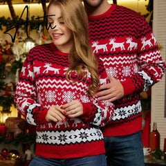 New Winter Mom Dad Kids Matching Knitting Sweaters Christmas Family Couples Jumpers Warm Thicken Casual Knitwear Xmas Look New Year Aiertu