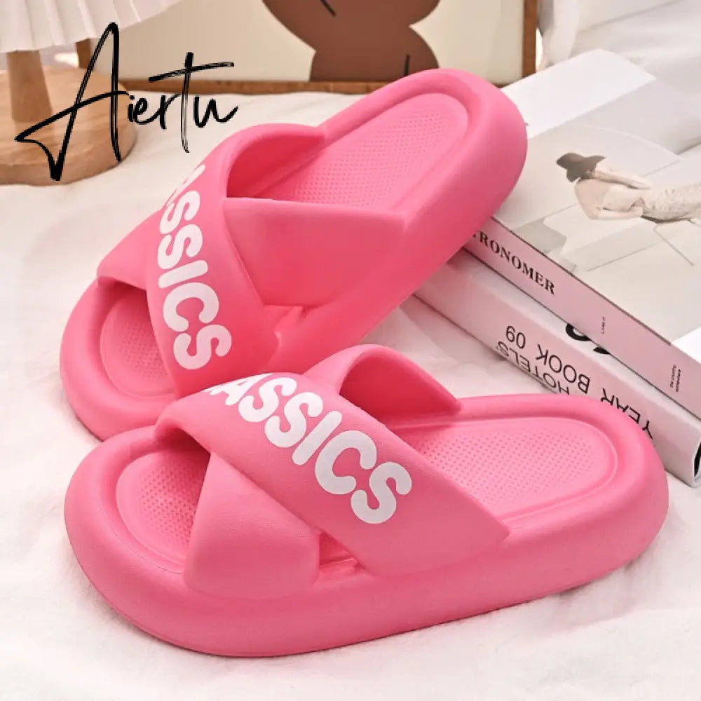 New Women Cross Slipper Soft EVA Thick Bottom Bathroom Slipper Fashion Couple Summer Indoor Home Floor Sandals Slippers Aiertu