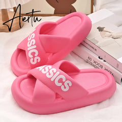 New Women Cross Slipper Soft EVA Thick Bottom Bathroom Slipper Fashion Couple Summer Indoor Home Floor Sandals Slippers Aiertu