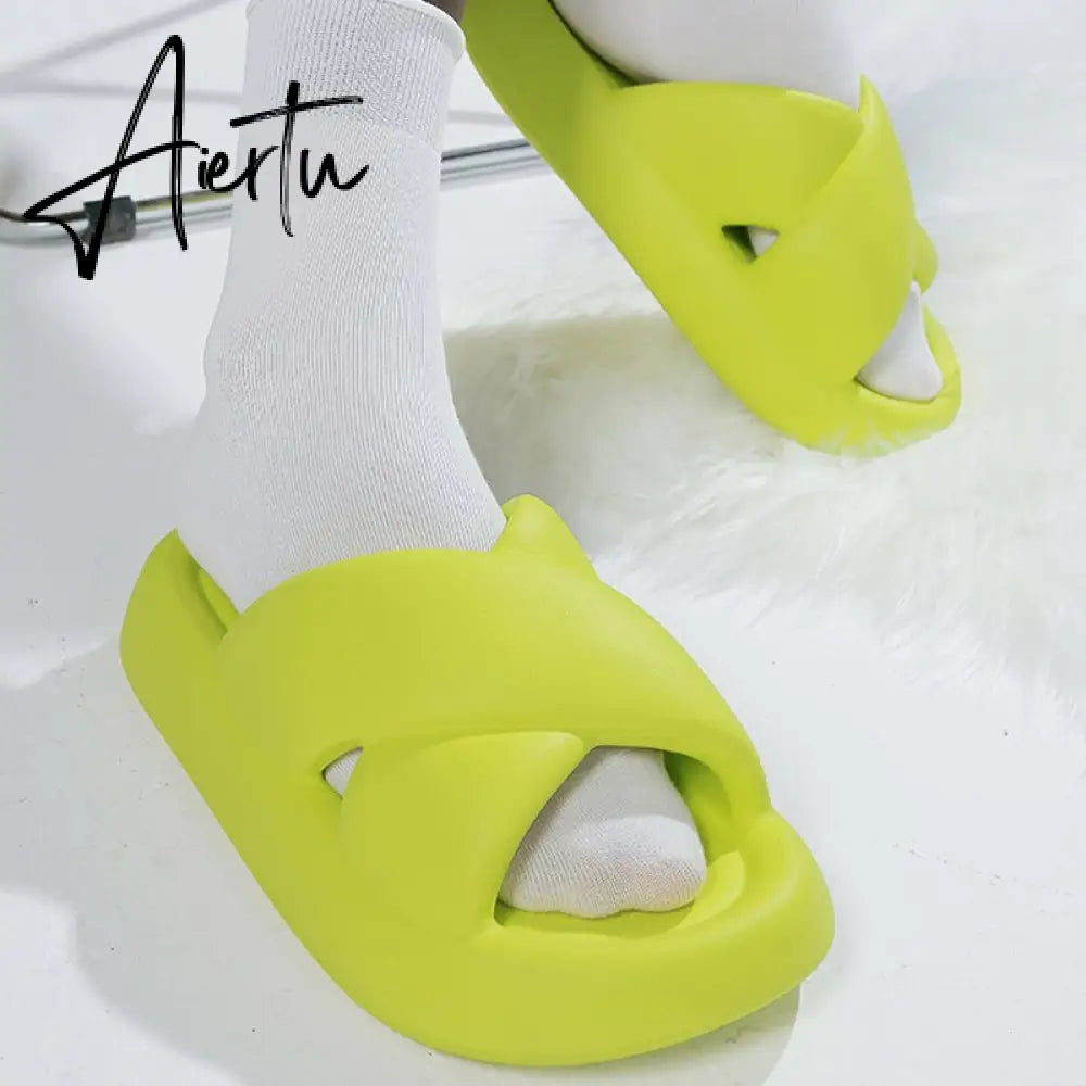 New Women Cross Slipper Soft EVA Thick Bottom Bathroom Slipper Fashion Couple Summer Indoor Home Floor Sandals Slippers Aiertu