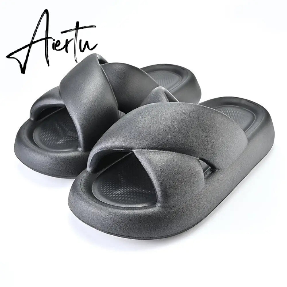 New Women Cross Slipper Soft EVA Thick Bottom Bathroom Slipper Fashion Couple Summer Indoor Home Floor Sandals Slippers Aiertu