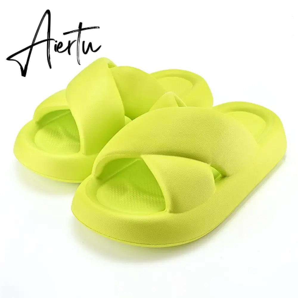 New Women Cross Slipper Soft EVA Thick Bottom Bathroom Slipper Fashion Couple Summer Indoor Home Floor Sandals Slippers Aiertu