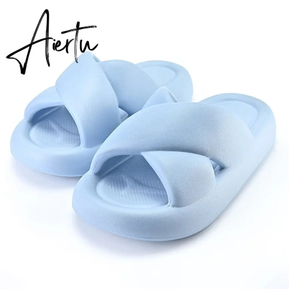 New Women Cross Slipper Soft EVA Thick Bottom Bathroom Slipper Fashion Couple Summer Indoor Home Floor Sandals Slippers Aiertu