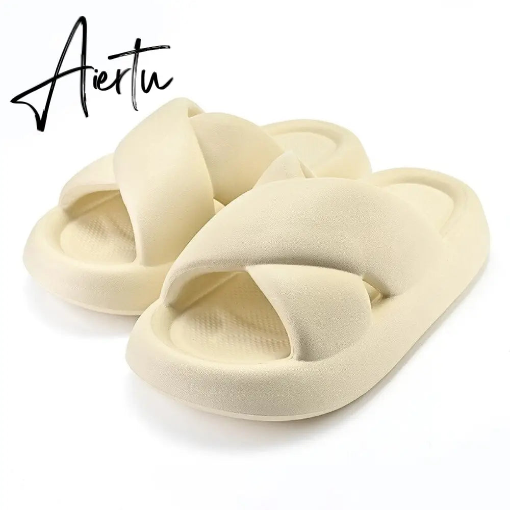New Women Cross Slipper Soft EVA Thick Bottom Bathroom Slipper Fashion Couple Summer Indoor Home Floor Sandals Slippers Aiertu
