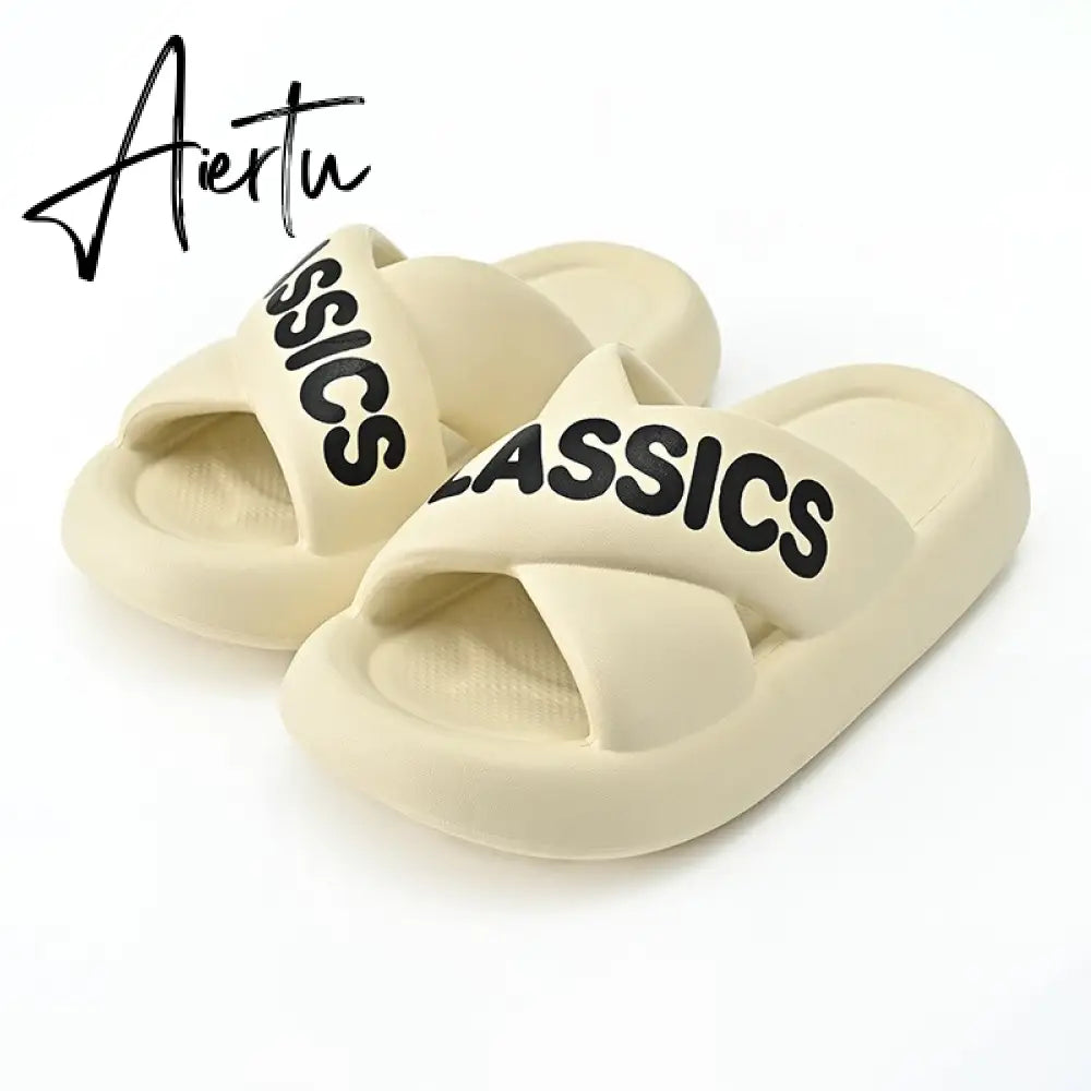 New Women Cross Slipper Soft EVA Thick Bottom Bathroom Slipper Fashion Couple Summer Indoor Home Floor Sandals Slippers Aiertu