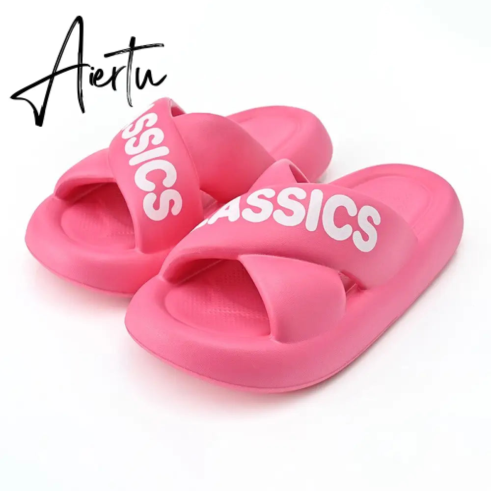 New Women Cross Slipper Soft EVA Thick Bottom Bathroom Slipper Fashion Couple Summer Indoor Home Floor Sandals Slippers Aiertu