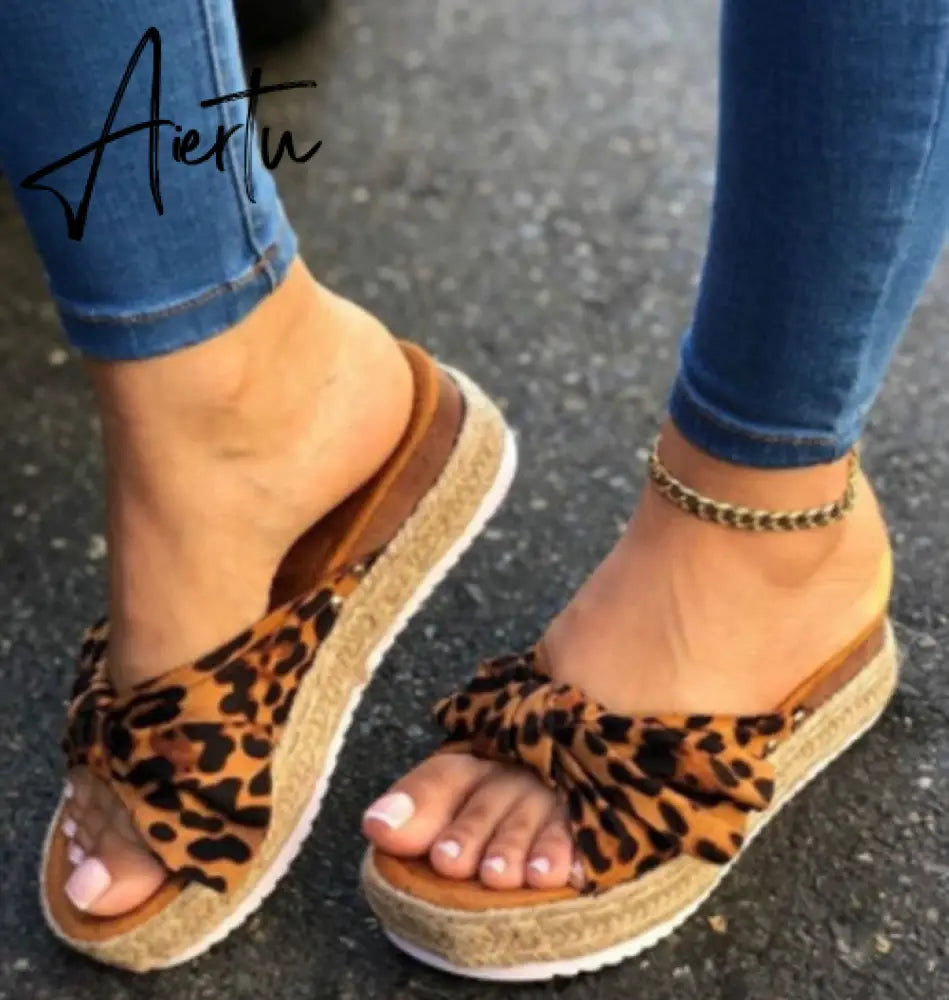 New Womens Slipper Fish Mouth Thick Bottom Casual Wedges Sandals Stylish Comfortable Flat Mules Plus Size Zapatilla Mujer Aiertu