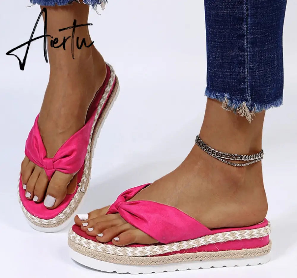 New Womens Slipper Fish Mouth Thick Bottom Casual Wedges Sandals Stylish Comfortable Flat Mules Plus Size Zapatilla Mujer Aiertu