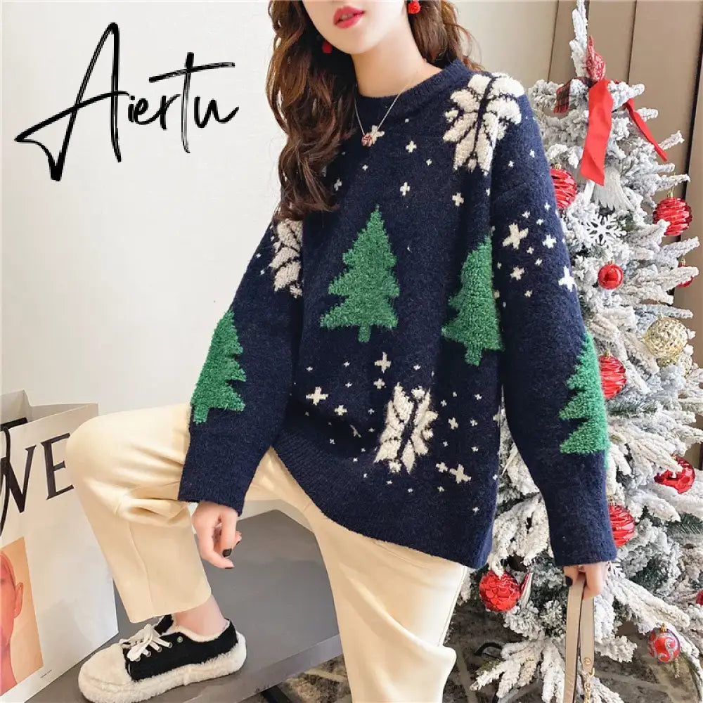New Year Autumn and Winter New Super Hot Loose and Lazy Style Top Thickened Red Christmas Sweater  sweater women Aiertu