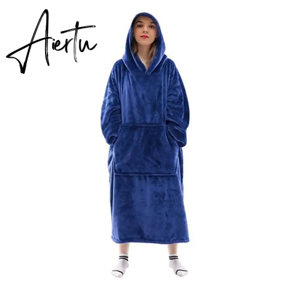 Oversized Hoodies Sweatshirt Women Winter Hoodies Fleece Giant TV Blanket With Sleeves Oversize Women Hoody Sweatshirts DROP Aiertu
