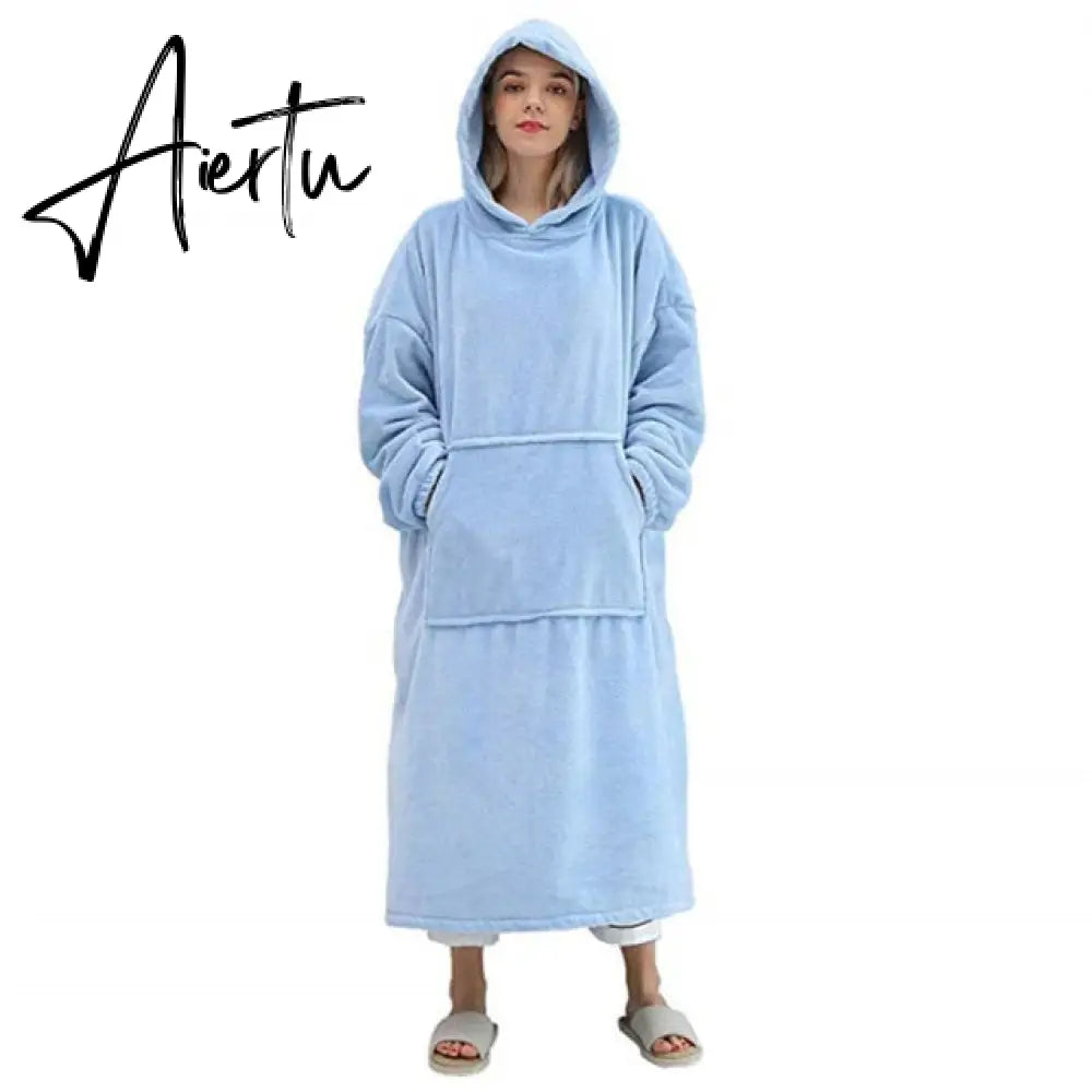 Oversized Hoodies Sweatshirt Women Winter Hoodies Fleece Giant TV Blanket With Sleeves Oversize Women Hoody Sweatshirts DROP Aiertu