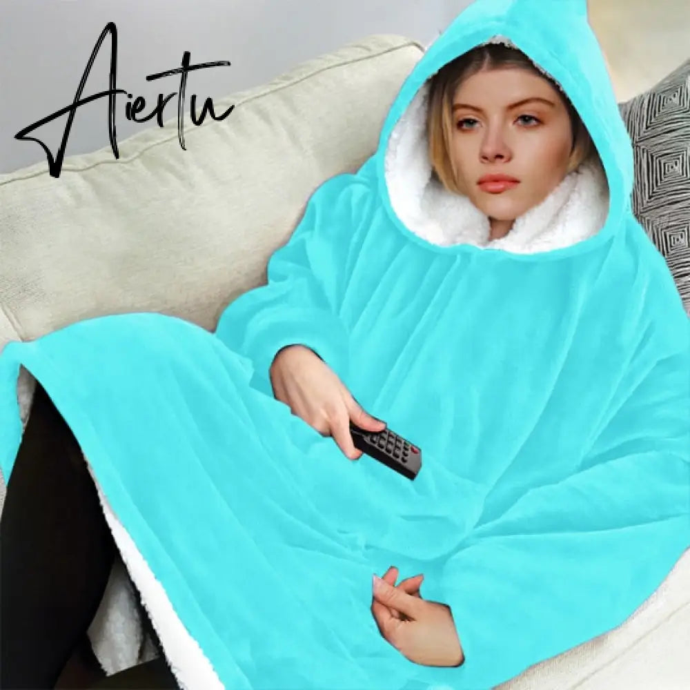 Oversized Hoodies Sweatshirt Women Winter Hoodies Fleece Giant TV Blanket With Sleeves Oversize Women Hoody Sweatshirts DROP Aiertu