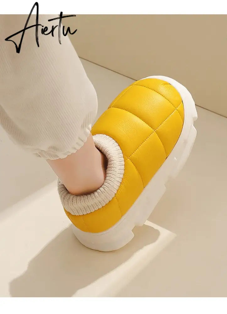 Platform Boots for Women Winter Casual Cotton Shoes for Female Outdoor Non-slip Waterproof PU Leather Laides Ankle Boot Aiertu