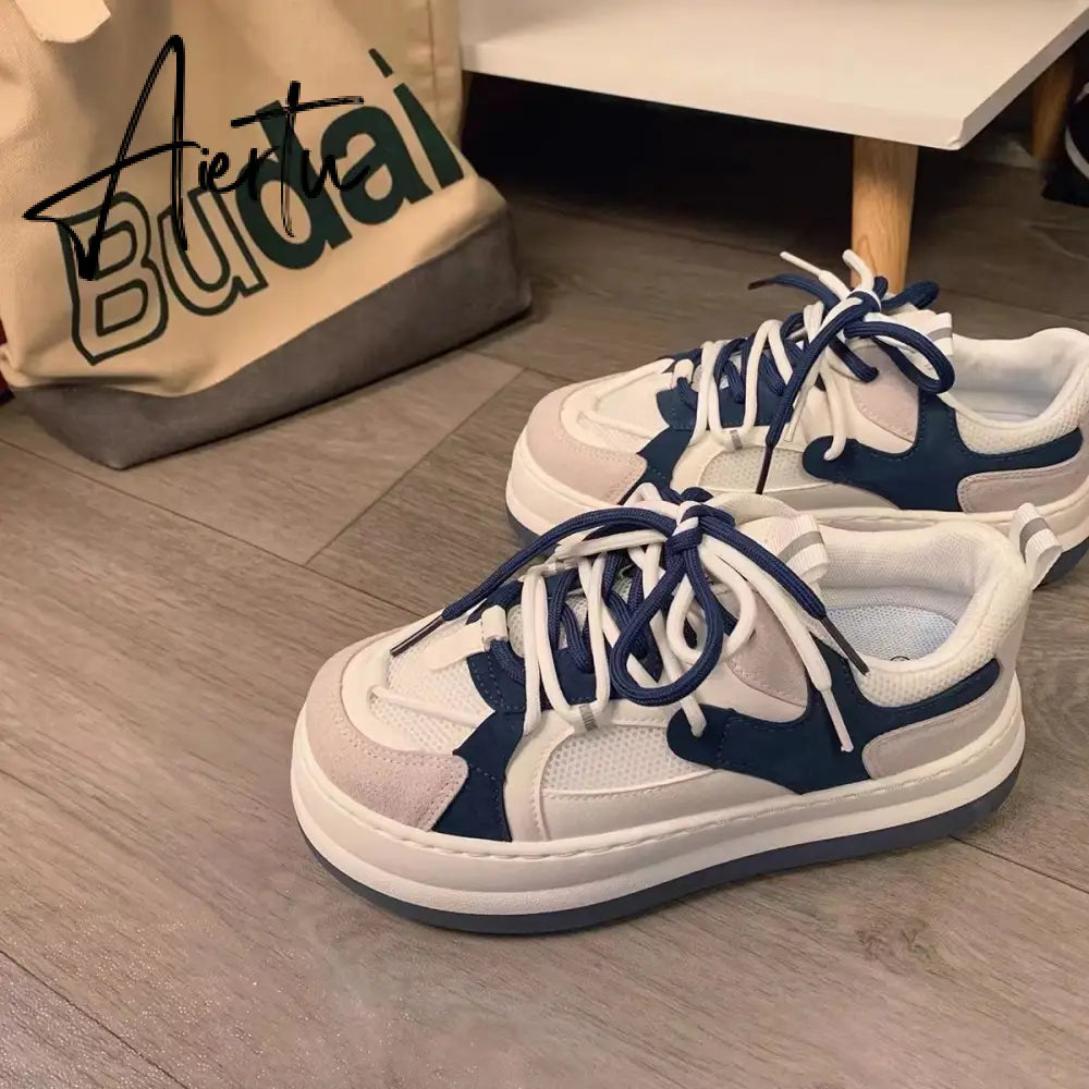 Platform Sports Shoes Women's Sneakers Spring Vulcanize Summer  Tennis Femme Flats Running Blue Kawaii Harajuku Aiertu