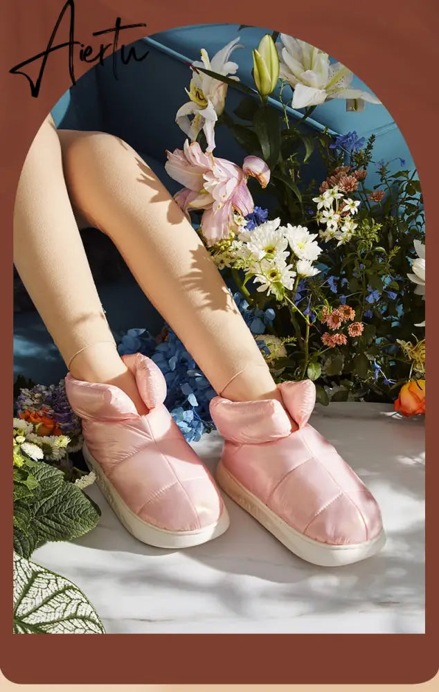 Plush Cotton Boots Women Female Winter Shoes Outdoor Non-slip Light Down Leisure Women's Snow Boot Platform Keep Warm Footwear Aiertu