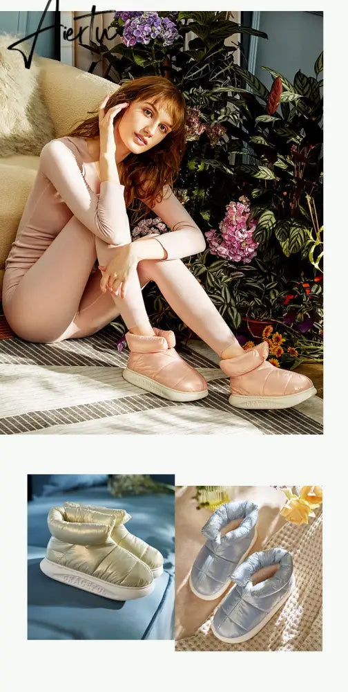 Plush Cotton Boots Women Female Winter Shoes Outdoor Non-slip Light Down Leisure Women's Snow Boot Platform Keep Warm Footwear Aiertu