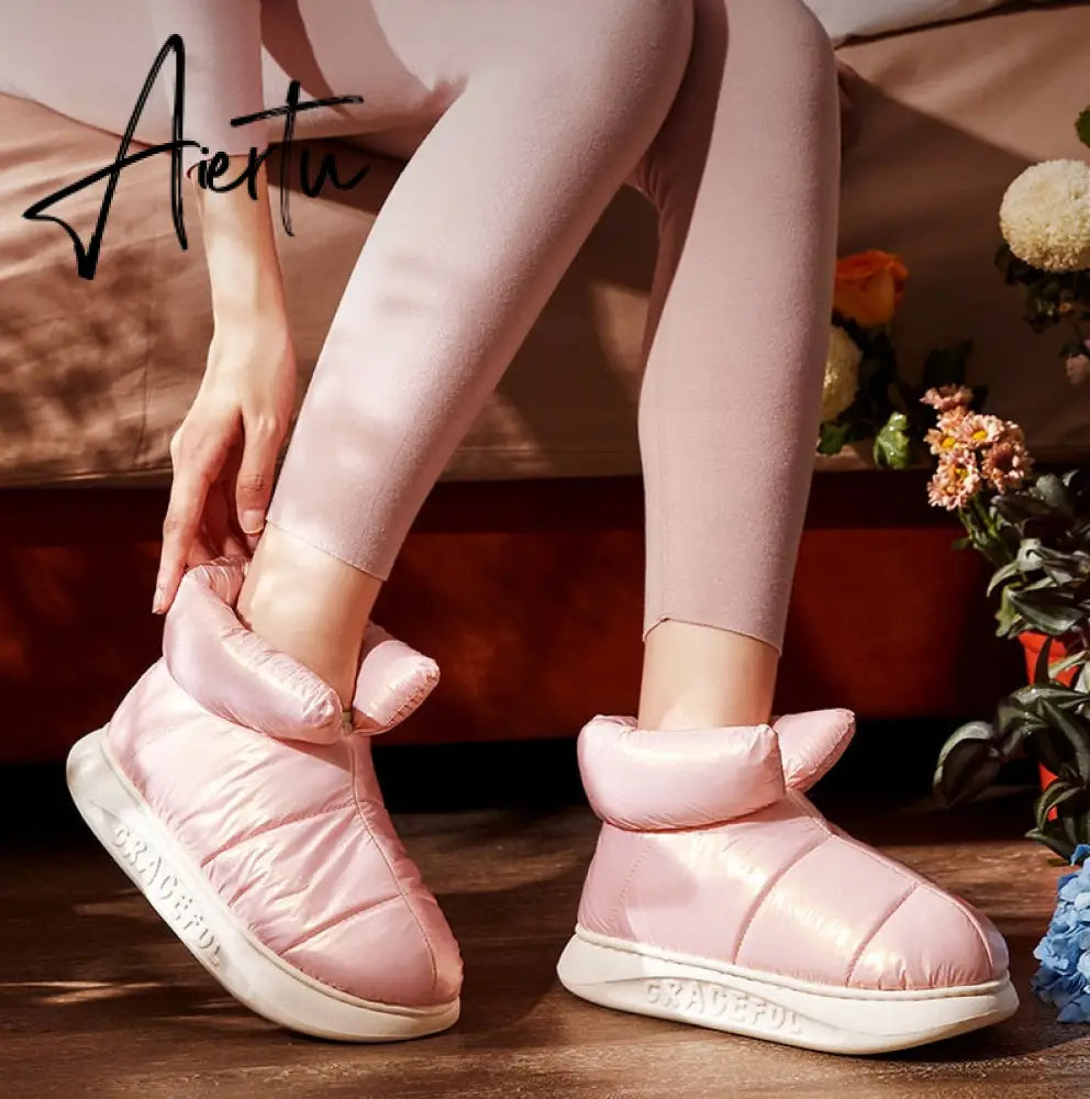 Plush Cotton Boots Women Female Winter Shoes Outdoor Non-slip Light Down Leisure Women's Snow Boot Platform Keep Warm Footwear Aiertu
