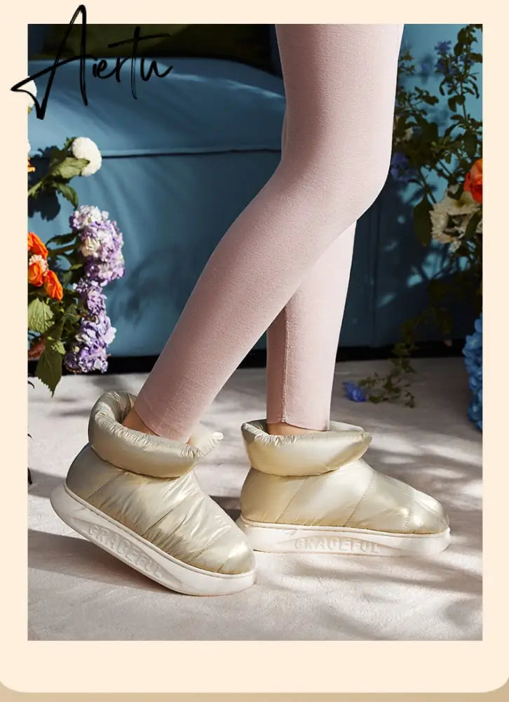 Plush Cotton Boots Women Female Winter Shoes Outdoor Non-slip Light Down Leisure Women's Snow Boot Platform Keep Warm Footwear Aiertu