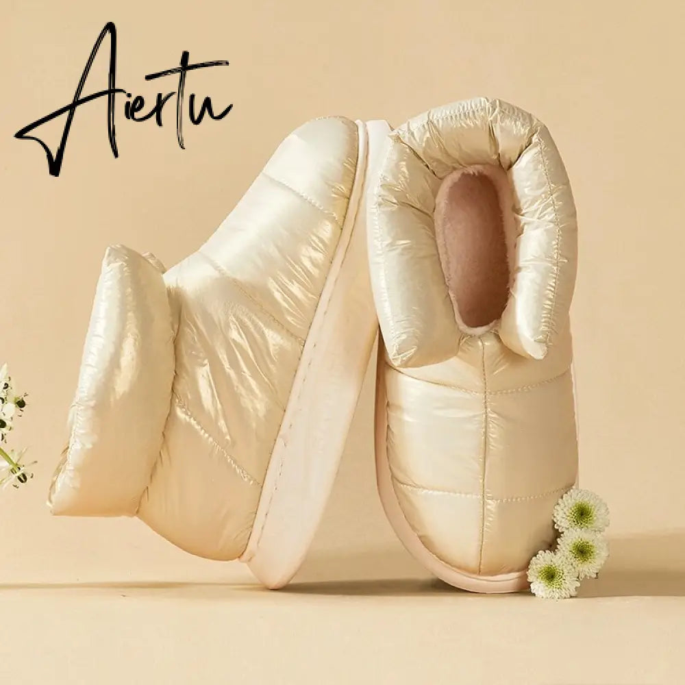 Plush Cotton Boots Women Female Winter Shoes Outdoor Non-slip Light Down Leisure Women's Snow Boot Platform Keep Warm Footwear Aiertu