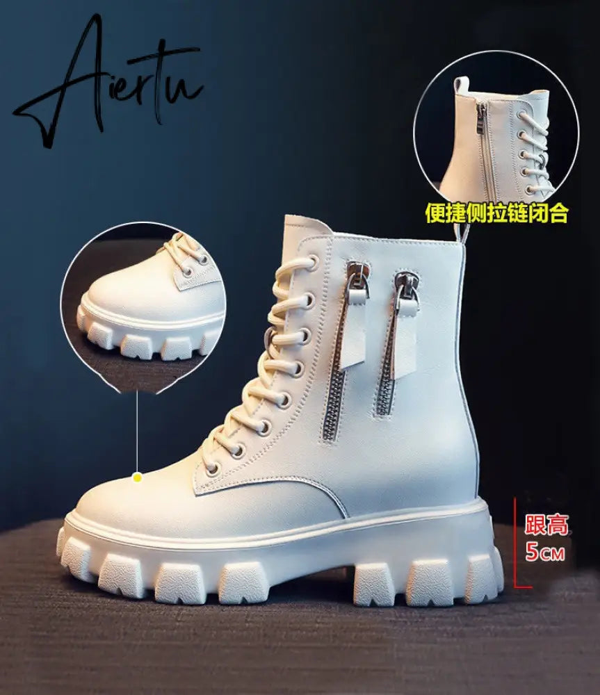 Pofulove Black Boots Winter Shoes Women Ankel Boots Goth Shoes Platform Boots Snow Booties Woman Warm Botas Fall Flat Zapatos Aiertu