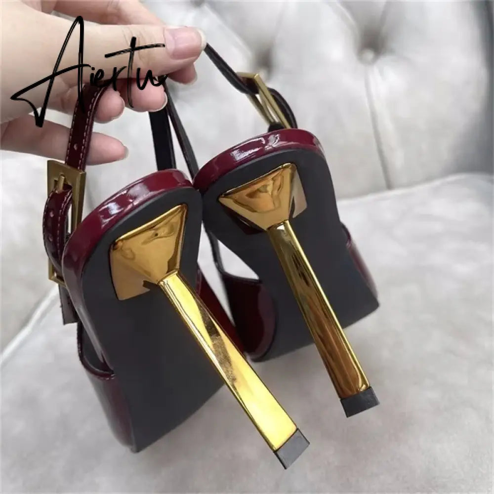 Pointed Thin Heel Sexy Fashion Show High Heel Sandals  New One Line Buckle Strap European American Size 34-43 Women's Shoes Aiertu