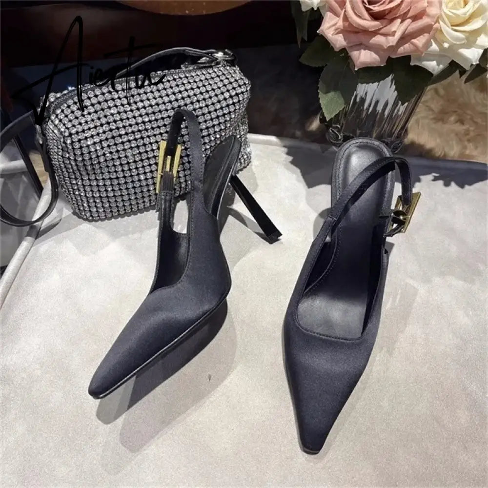 Pointed Thin Heel Sexy Fashion Show High Heel Sandals  New One Line Buckle Strap European American Size 34-43 Women's Shoes Aiertu