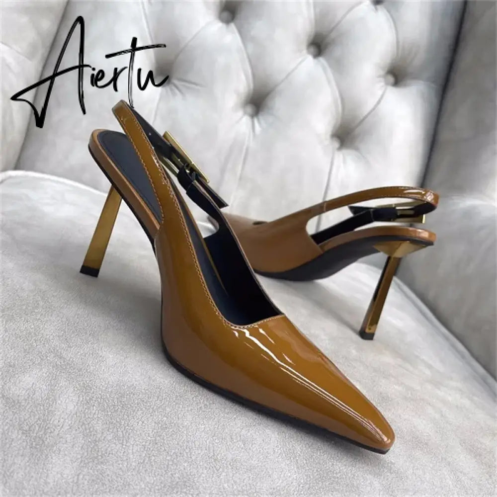 Pointed Thin Heel Sexy Fashion Show High Heel Sandals  New One Line Buckle Strap European American Size 34-43 Women's Shoes Aiertu